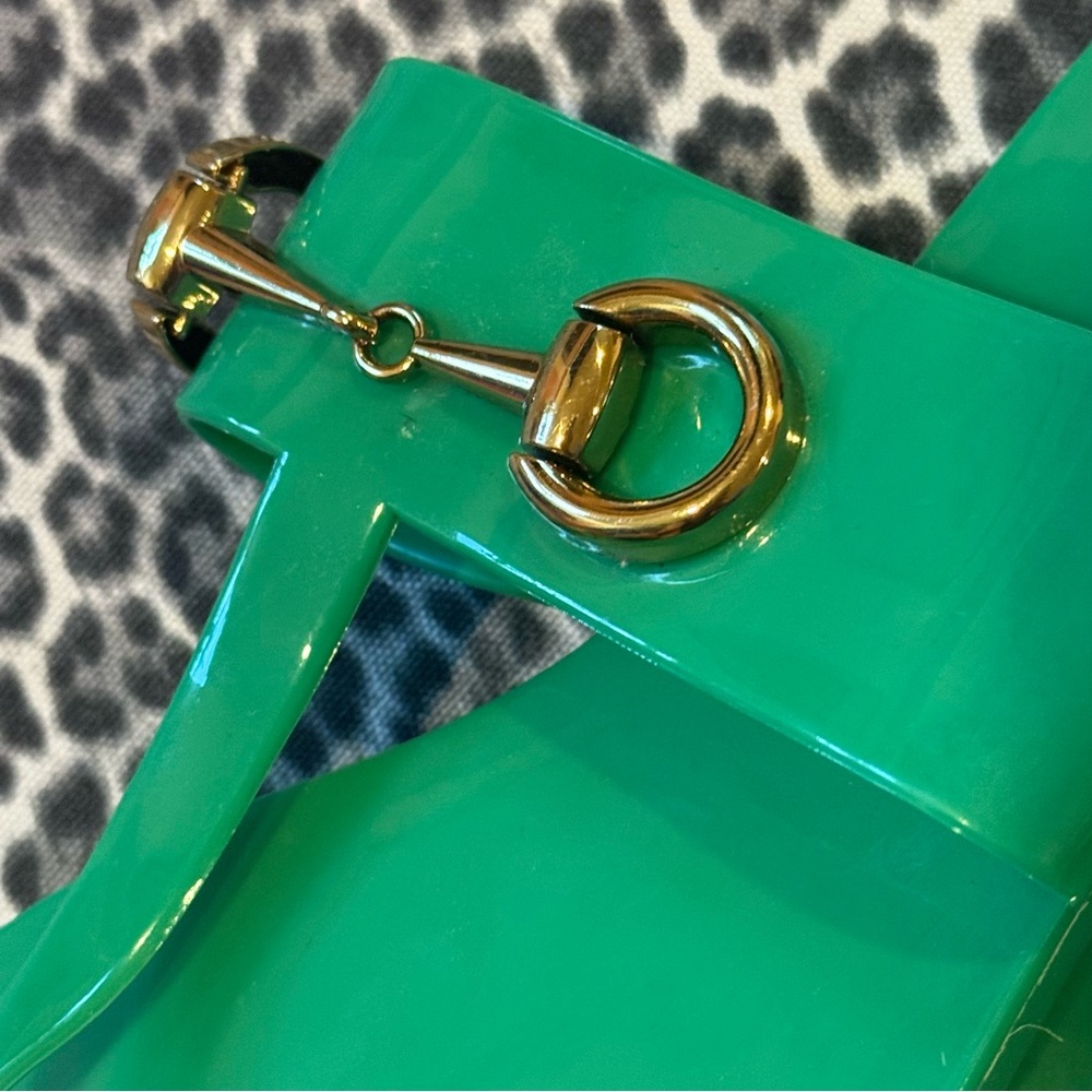 Jeffrey Campell A Little Bit Jelly Sandal
Green With Gold Horsebit Hardware 8 - Picture 7 of 10